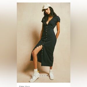 Free People New In Town Black Midi Dress
